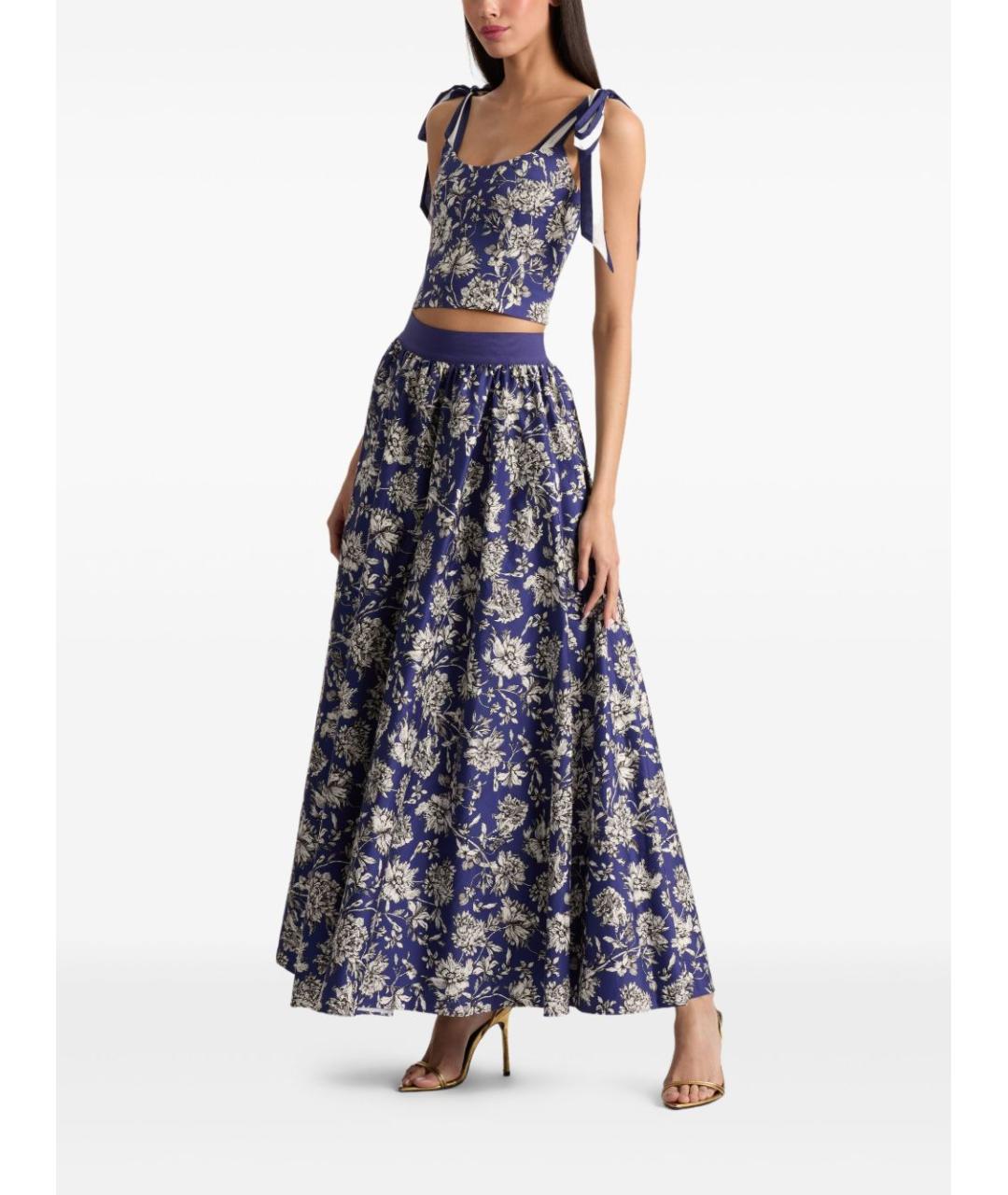 ALICE+OLIVIA Синяя хлопковая юбка миди, фото 5