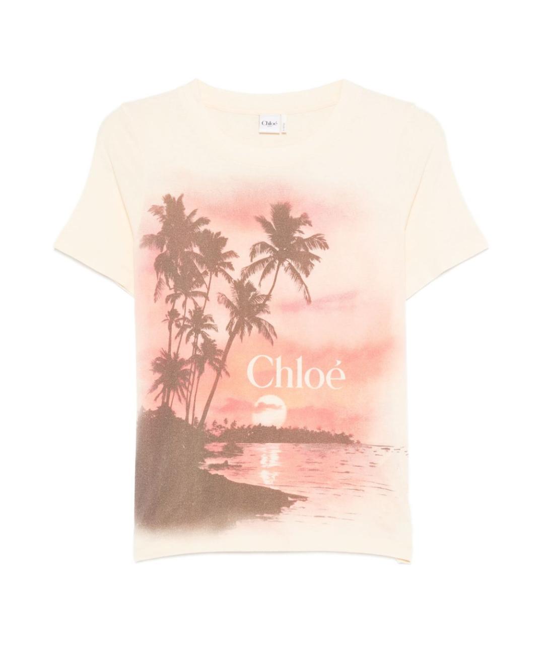 CHLOE Розовая хлопковая футболка, фото 1