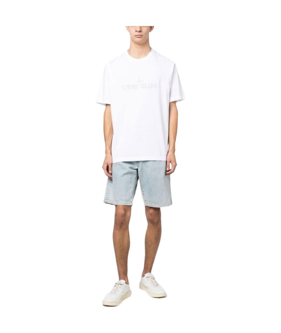 STONE ISLAND Белая хлопковая футболка, фото 2