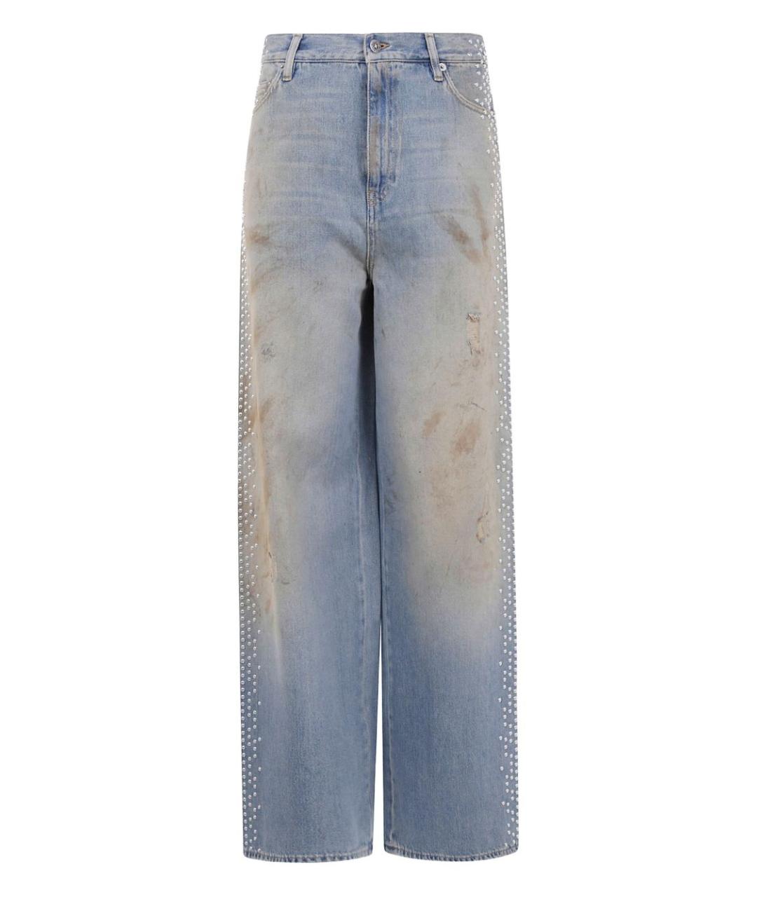 GOLDEN GOOSE DELUXE BRAND Голубые хлопковые прямые джинсы, фото 1