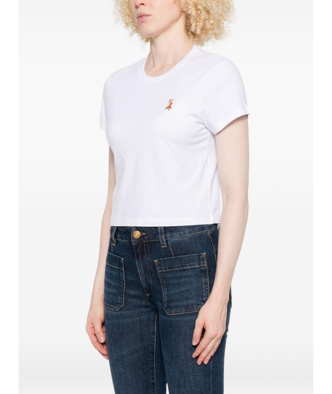MAISON KITSUNE Белая хлопковая футболка, фото 4