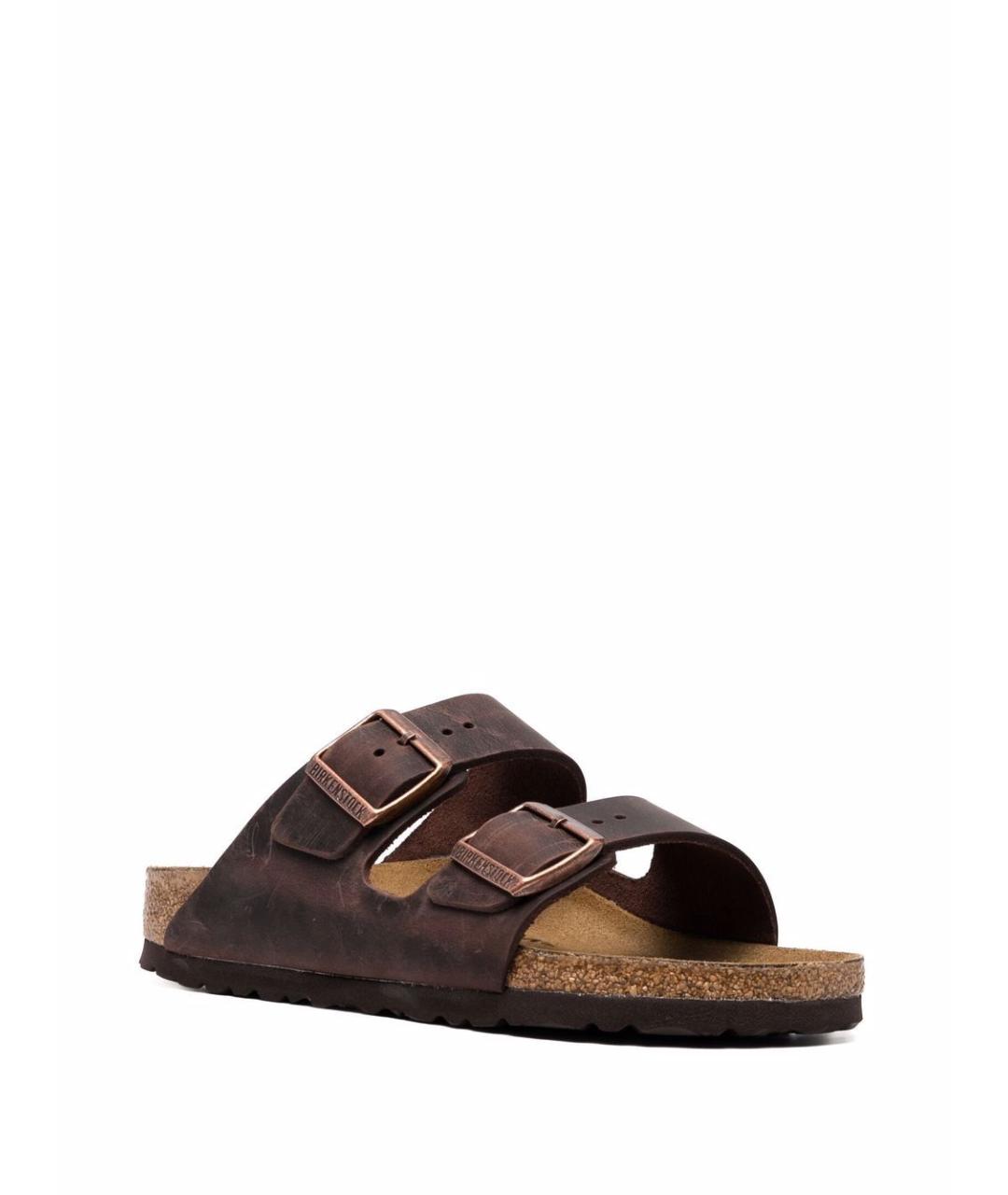 BIRKENSTOCK Коричневые кожаные шлепанцы, фото 2