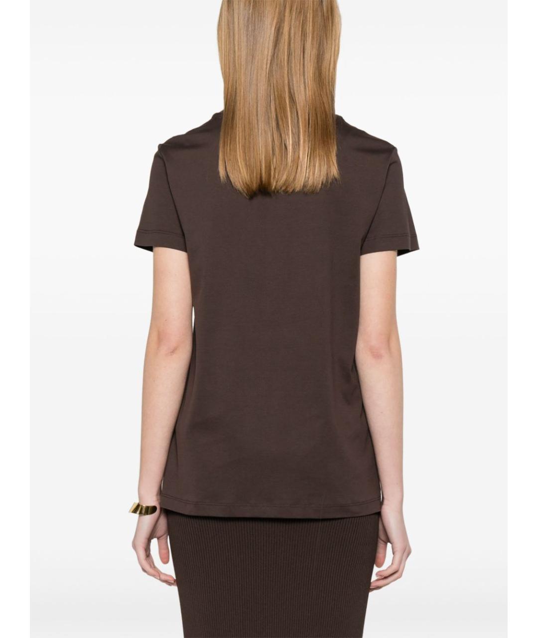 MAX MARA Коричневая хлопковая футболка, фото 3