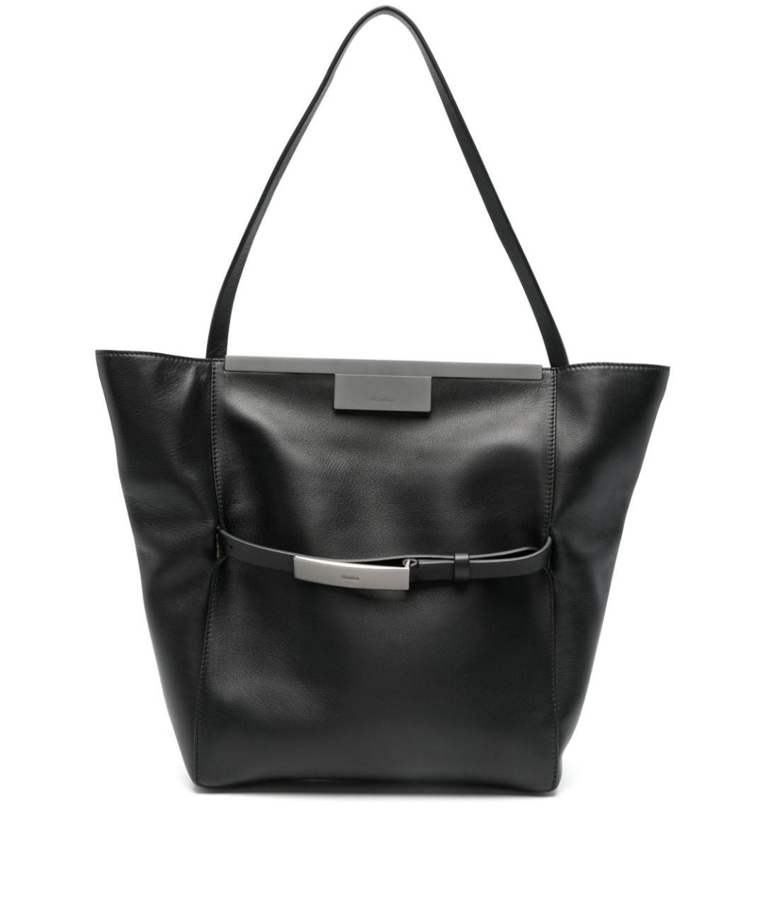 MAX MARA Черная кожаная сумка тоут, фото 1