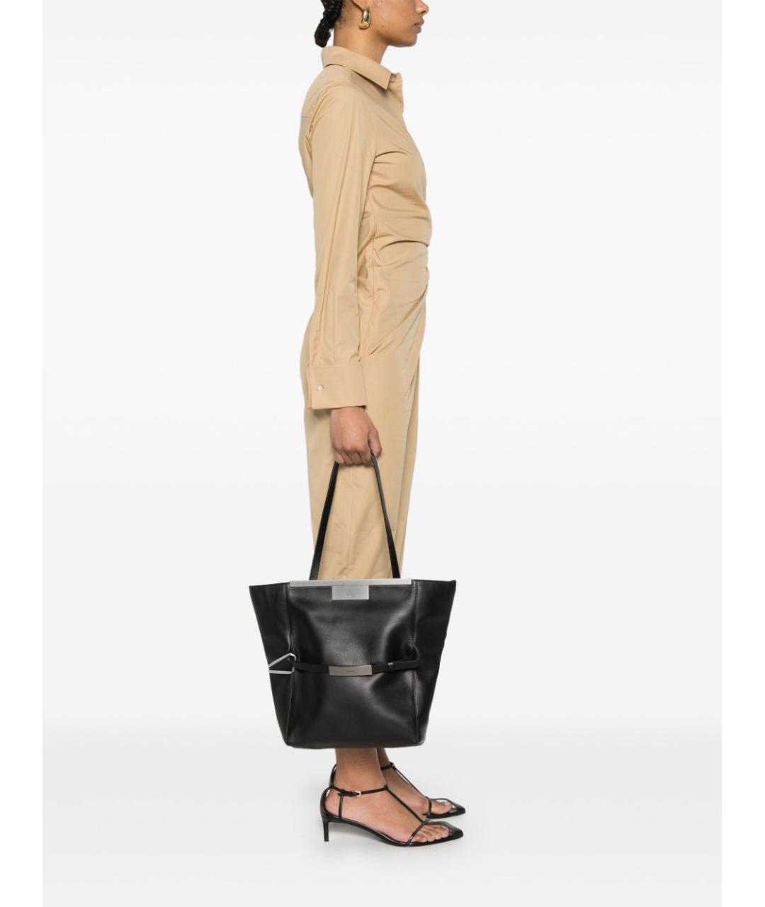 MAX MARA Черная кожаная сумка тоут, фото 2