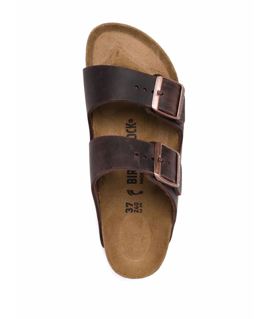 BIRKENSTOCK Коричневые кожаные шлепанцы, фото 3