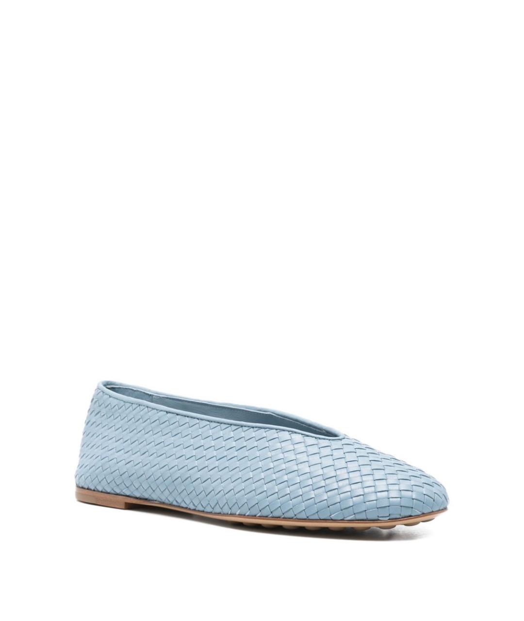 BOTTEGA VENETA Голубые кожаные балетки, фото 2