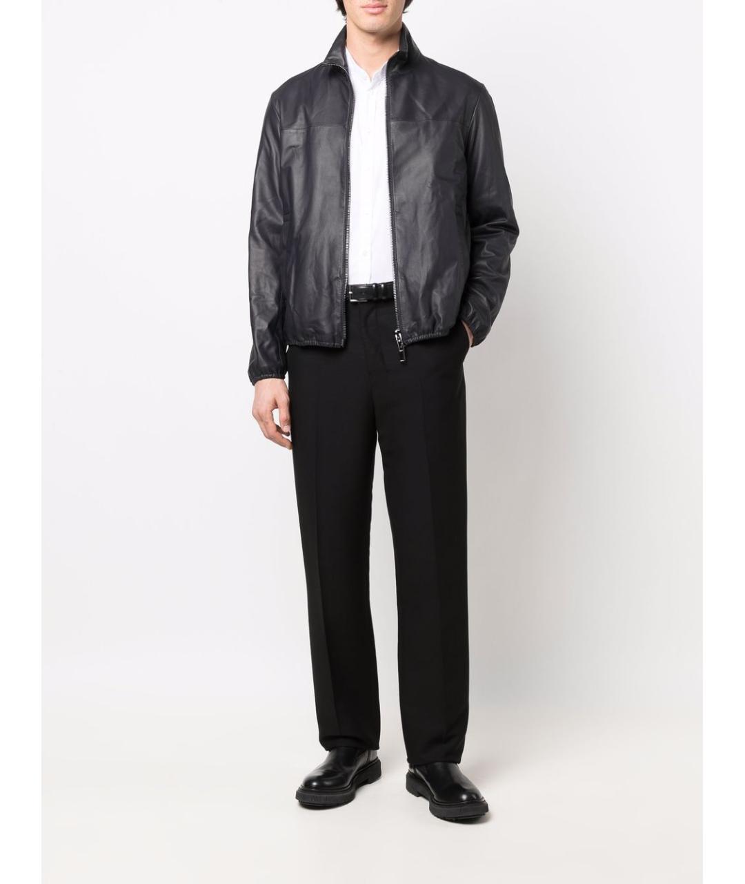 EMPORIO ARMANI Синяя кожаная куртка, фото 5