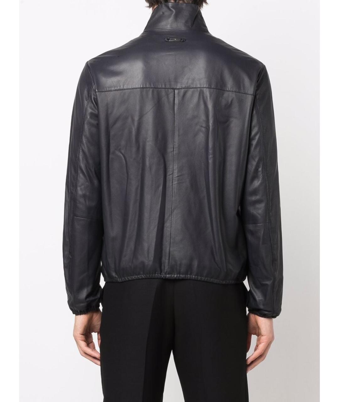 EMPORIO ARMANI Синяя кожаная куртка, фото 3