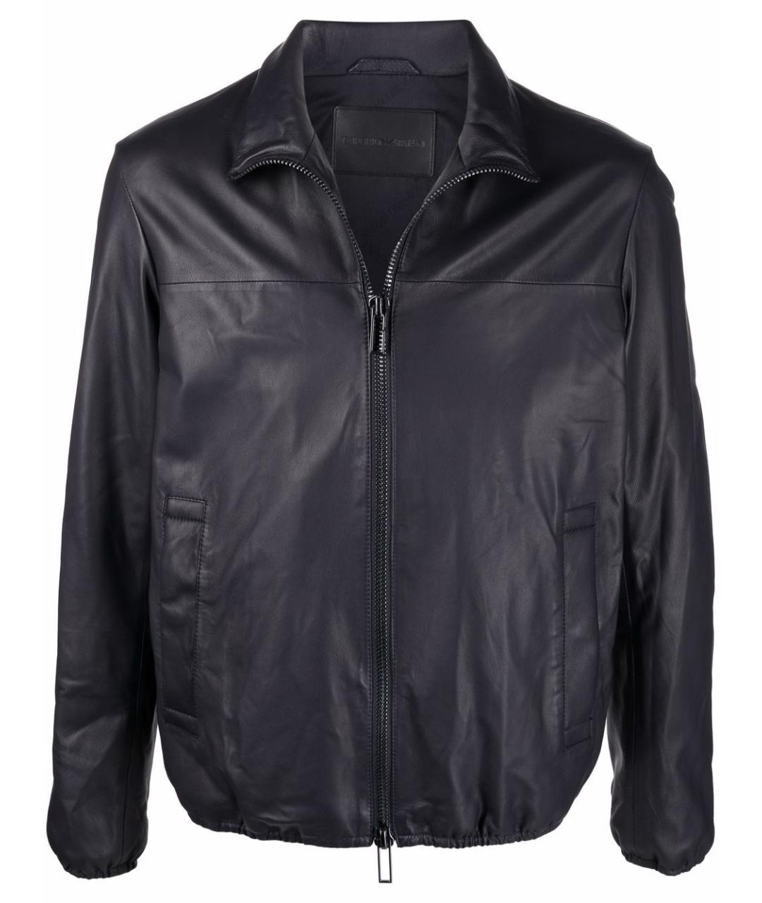 EMPORIO ARMANI Синяя кожаная куртка, фото 1