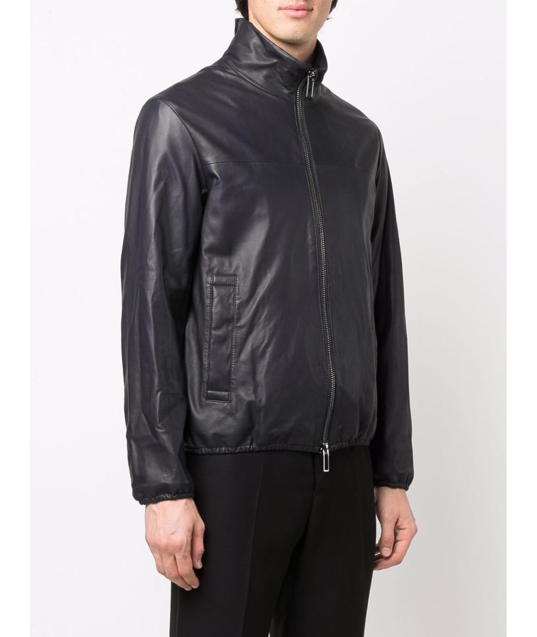 EMPORIO ARMANI Синяя кожаная куртка, фото 4