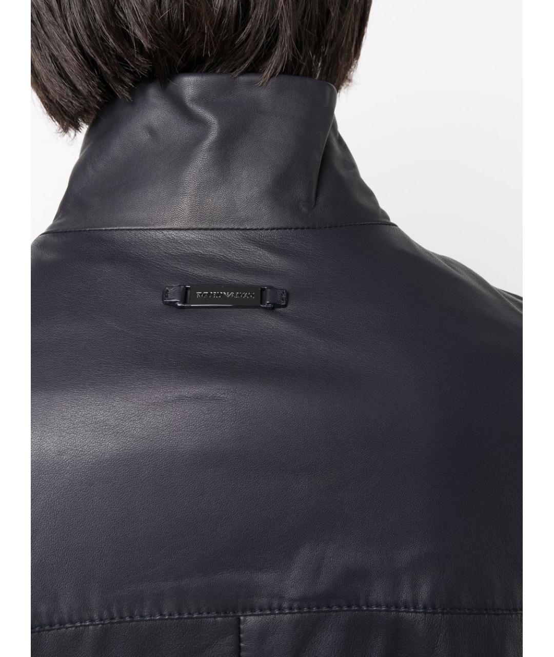 EMPORIO ARMANI Синяя кожаная куртка, фото 2