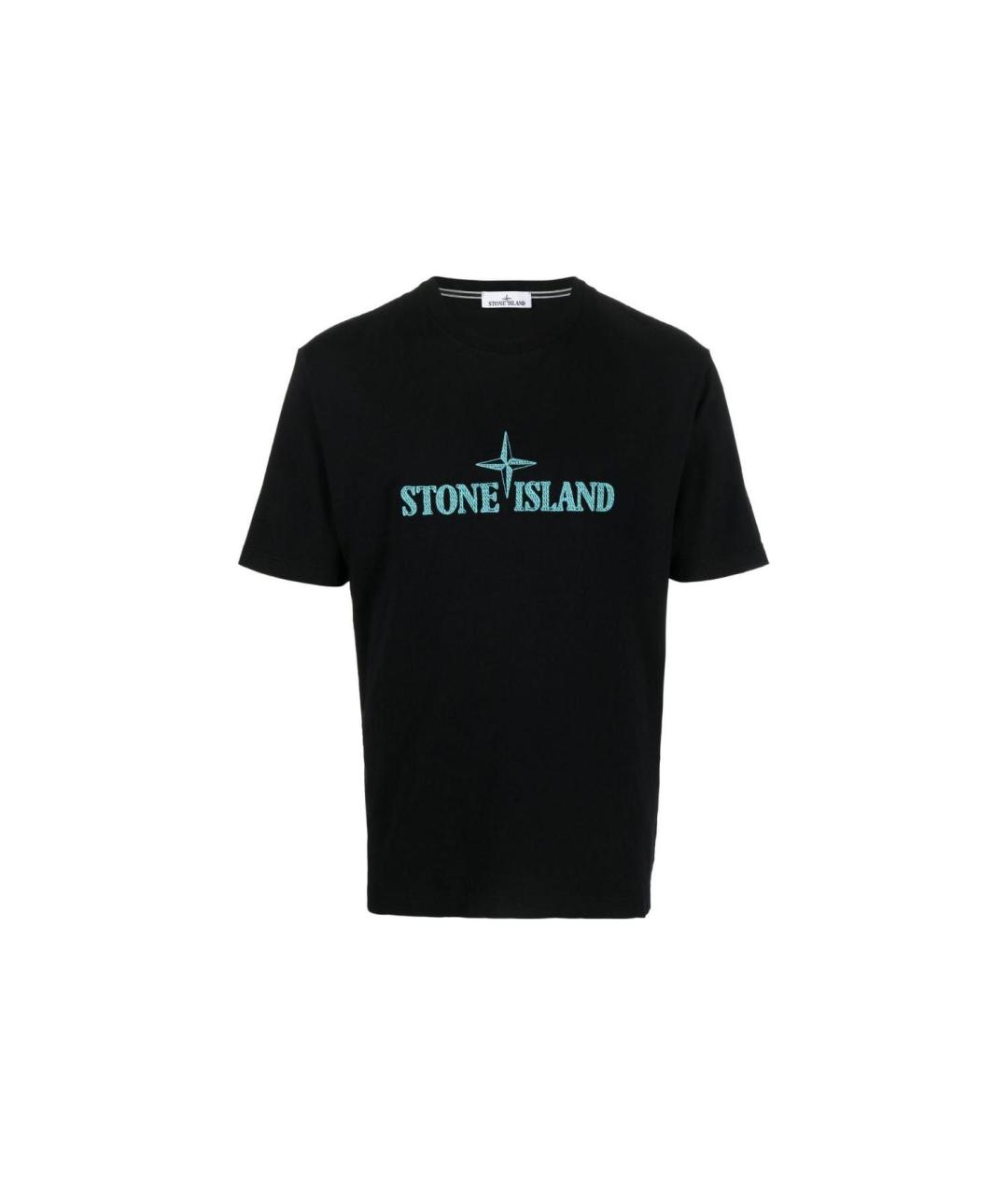 STONE ISLAND Черная хлопковая футболка, фото 1