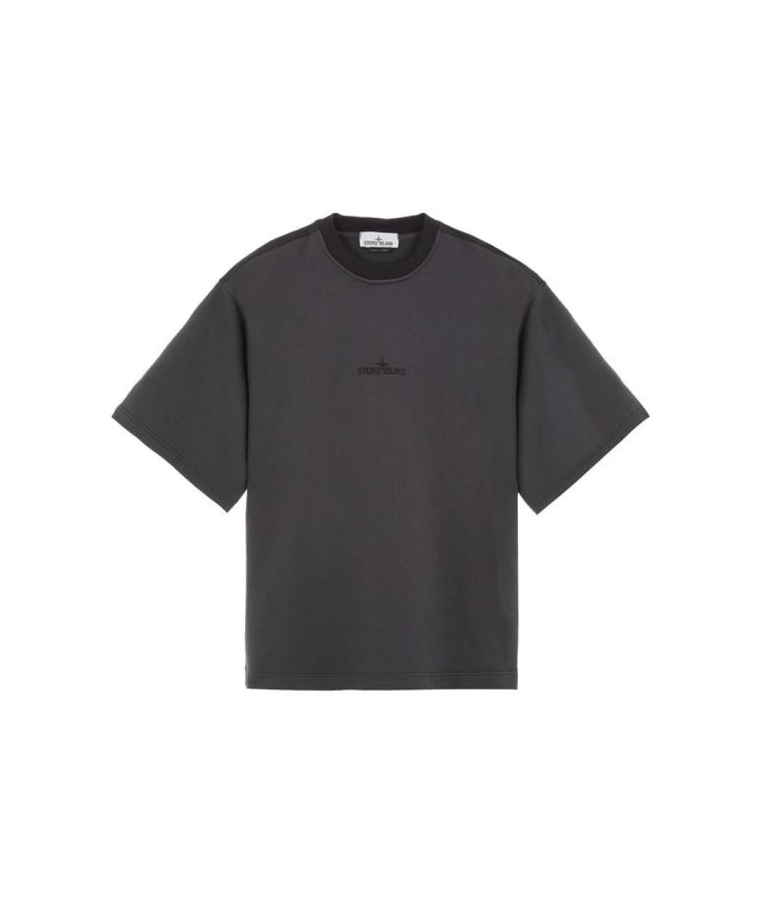 STONE ISLAND Серая хлопковая футболка, фото 1