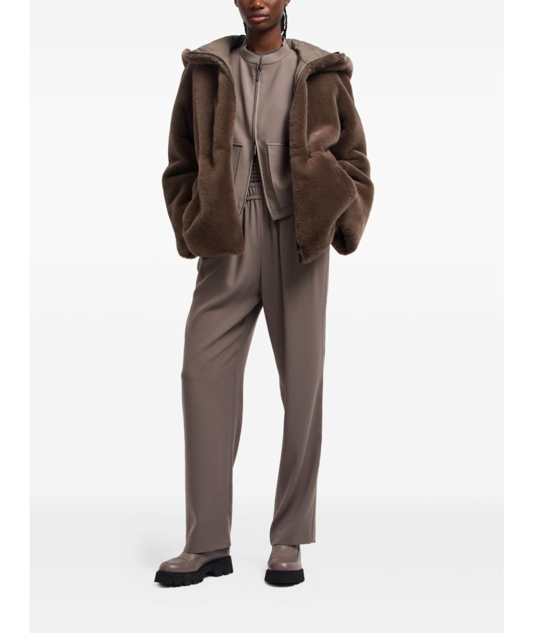 EMPORIO ARMANI Коричневая полиэстеровая дубленка, фото 2