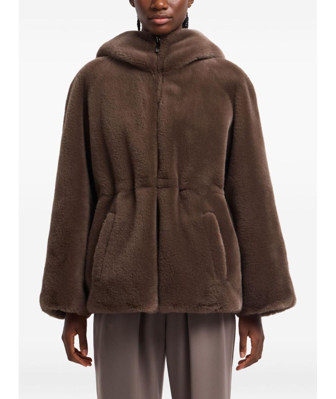 EMPORIO ARMANI Коричневая полиэстеровая дубленка, фото 3
