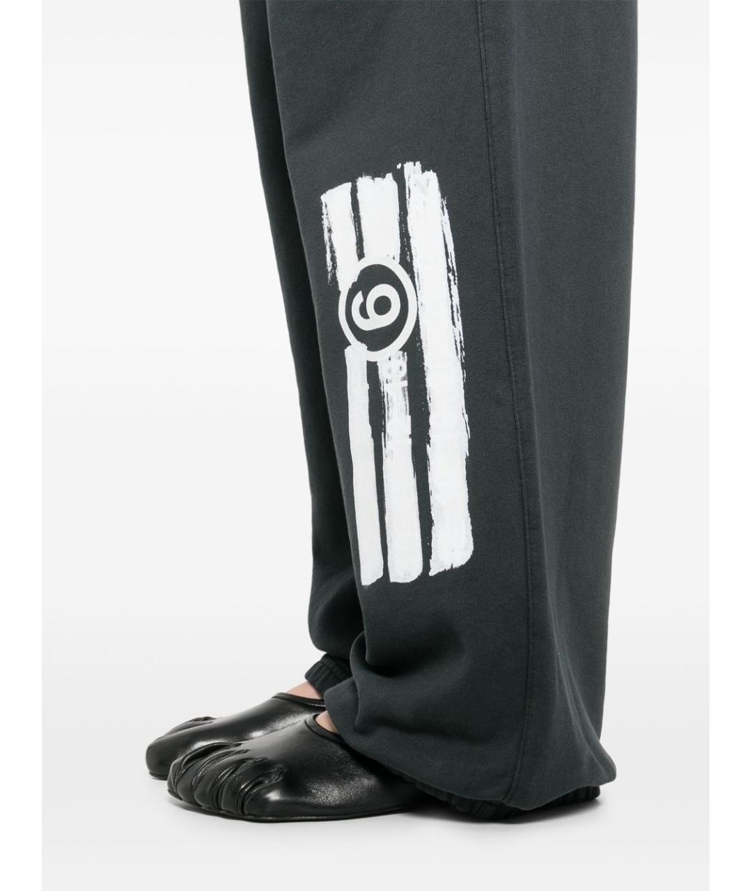 MM6 MAISON MARGIELA Черные хлопковые прямые брюки, фото 3