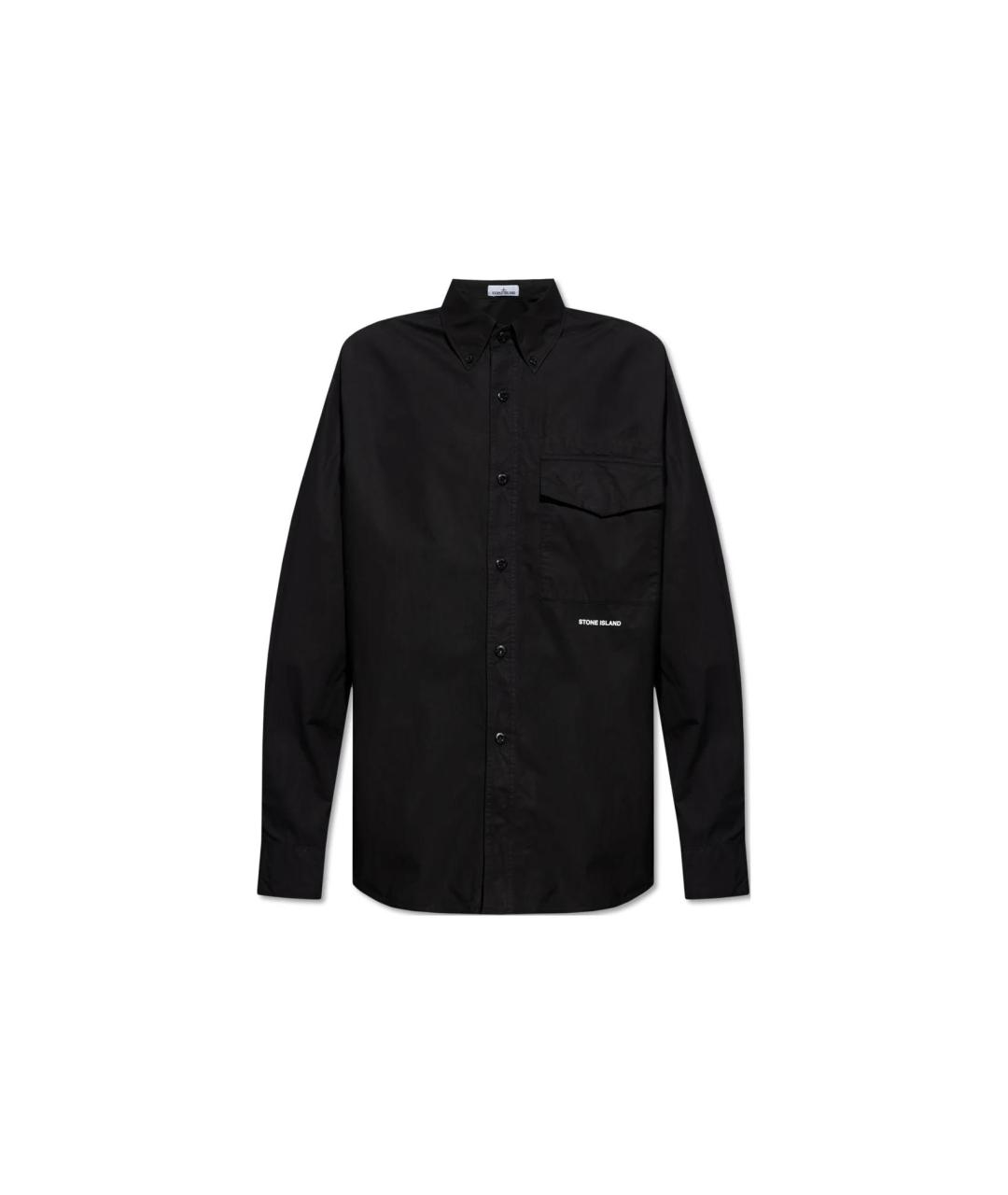 STONE ISLAND Черная хлопковая футболка, фото 5