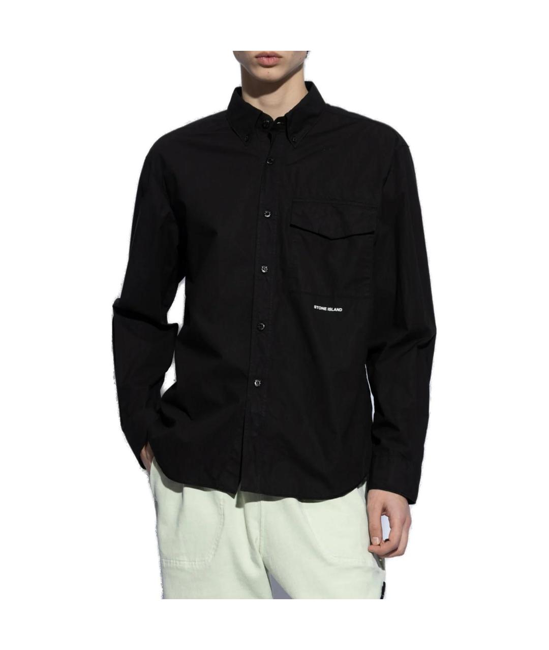 STONE ISLAND Черная хлопковая футболка, фото 3