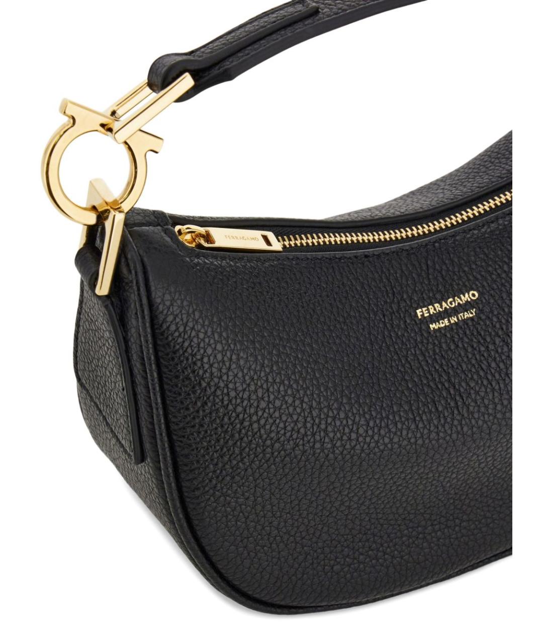FERRAGAMO Черная кожаная сумка с короткими ручками, фото 4