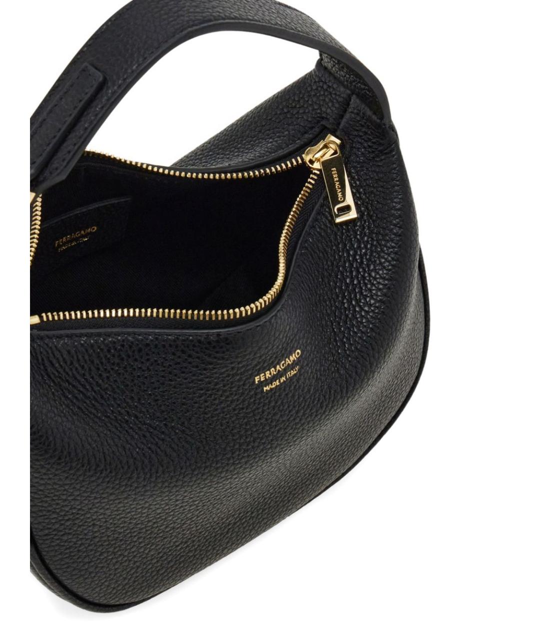 FERRAGAMO Черная кожаная сумка с короткими ручками, фото 5