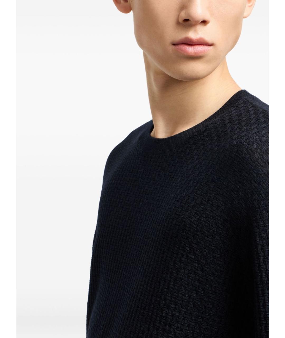 EMPORIO ARMANI Темно-синий шерстяной джемпер / свитер, фото 4