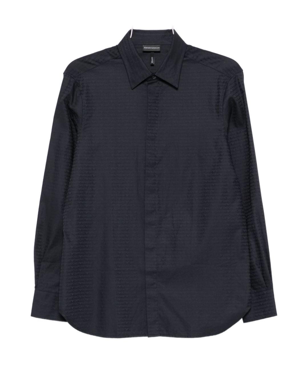 EMPORIO ARMANI Темно-синяя хлопковая кэжуал рубашка, фото 1