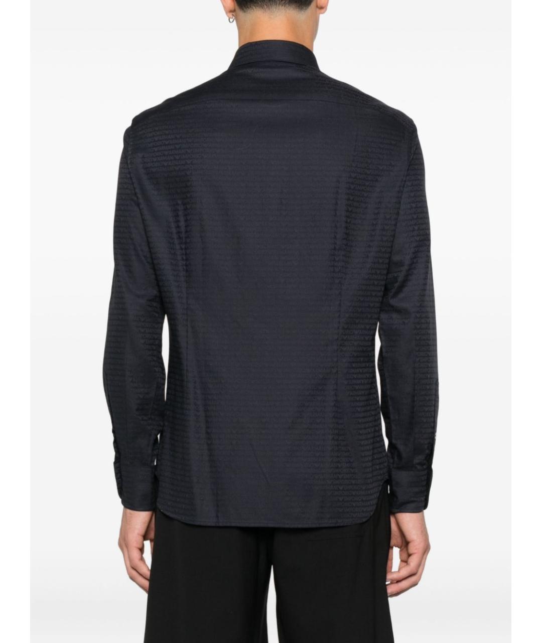 EMPORIO ARMANI Темно-синяя хлопковая кэжуал рубашка, фото 4