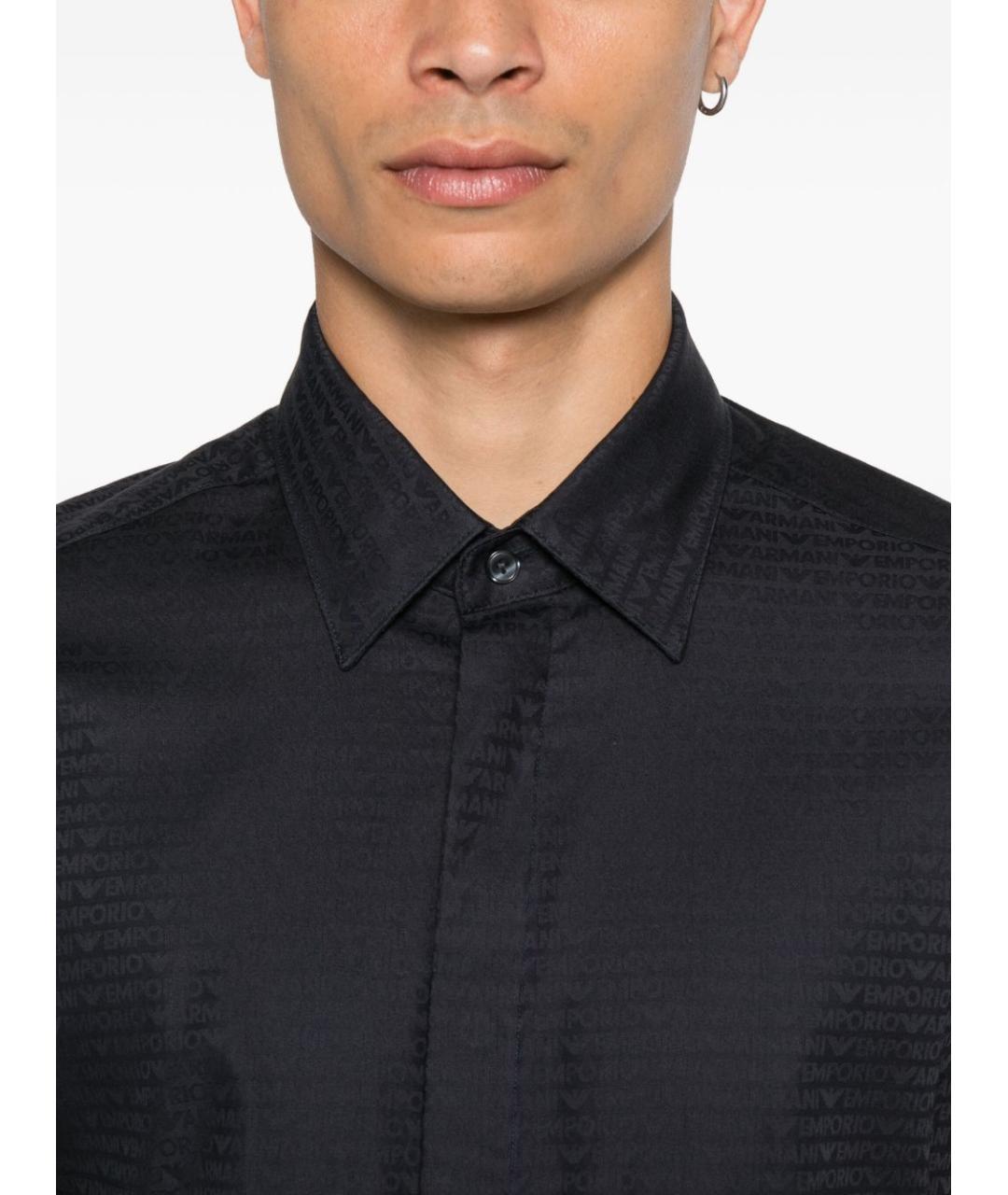 EMPORIO ARMANI Темно-синяя хлопковая кэжуал рубашка, фото 2