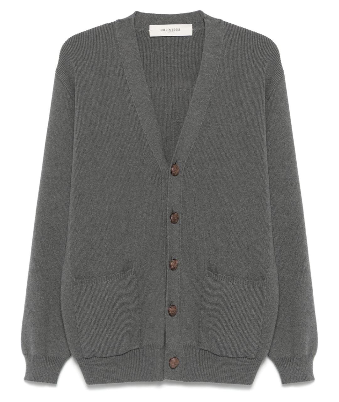 GOLDEN GOOSE DELUXE BRAND Антрацитовый хлопковый кардиган, фото 1