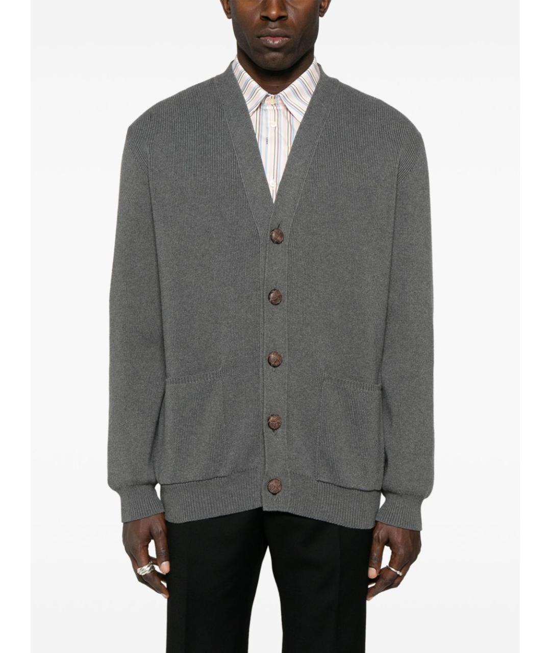 GOLDEN GOOSE DELUXE BRAND Антрацитовый хлопковый кардиган, фото 4