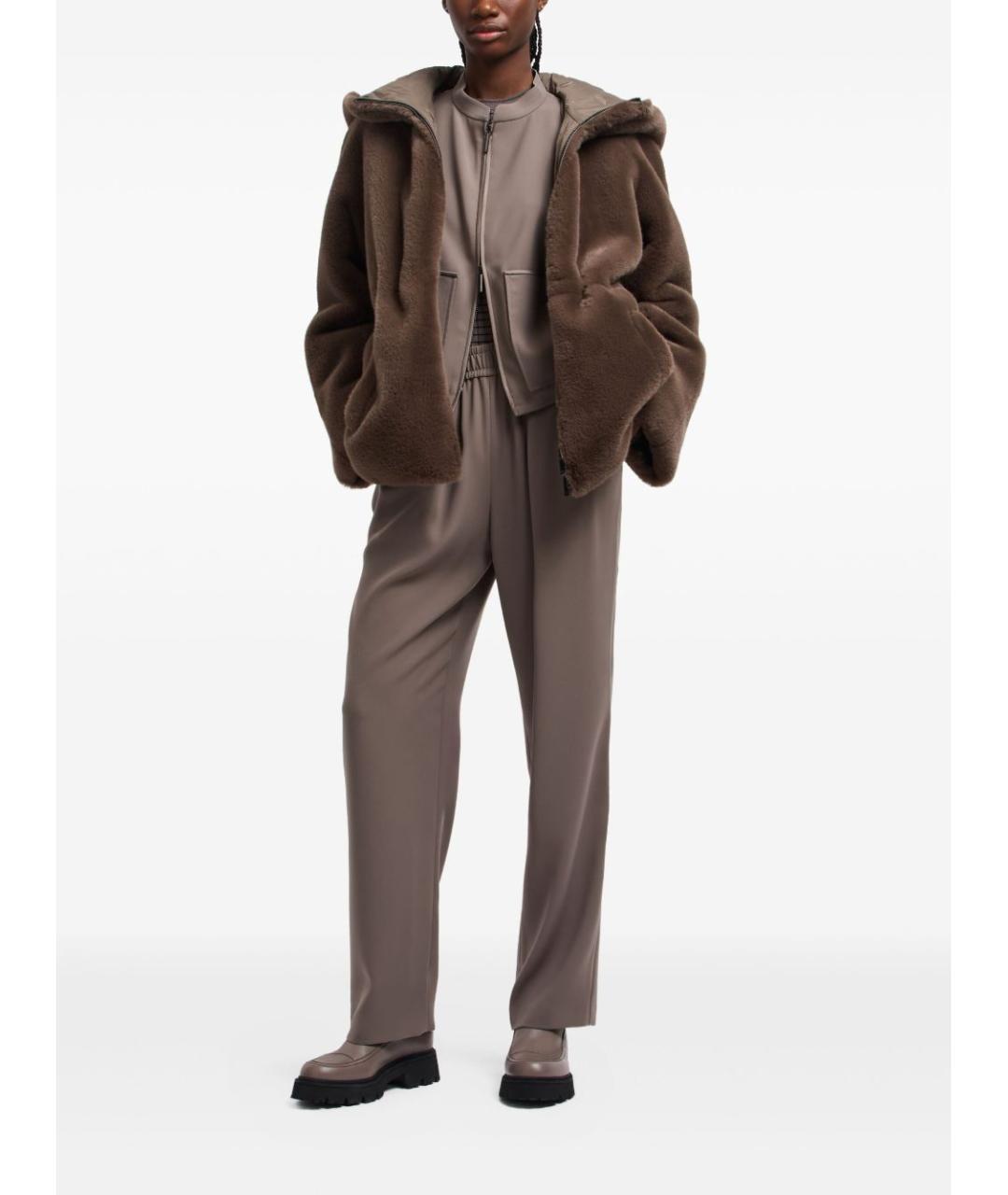 EMPORIO ARMANI Бежевые полиэстеровые прямые брюки, фото 2