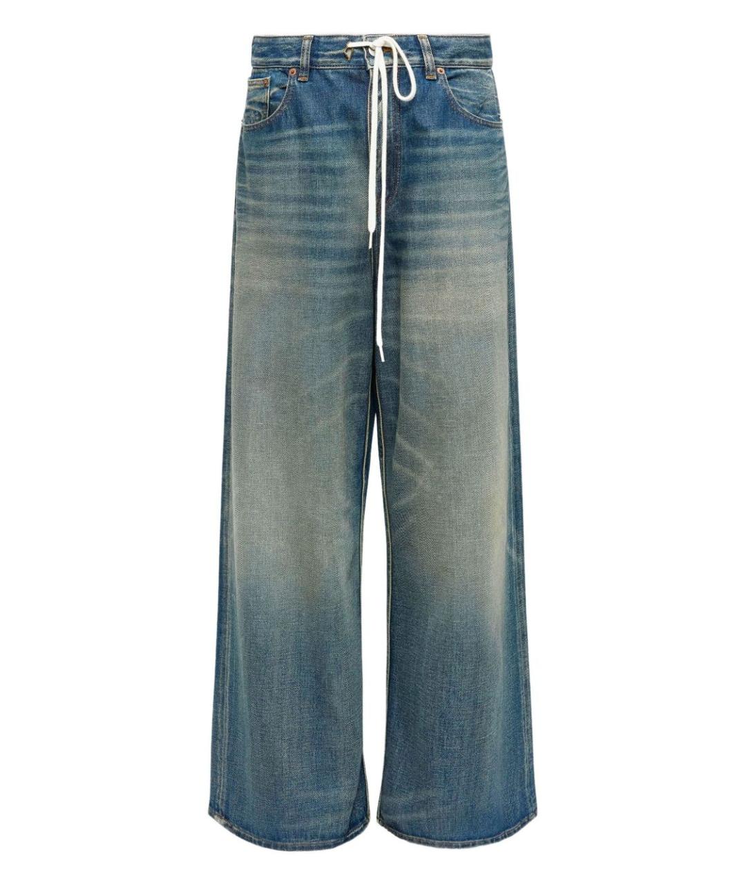 MM6 MAISON MARGIELA Синие хлопковые прямые джинсы, фото 1