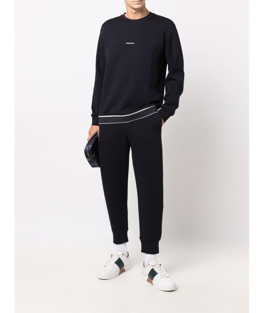 EMPORIO ARMANI Темно-синие повседневные брюки, фото 3