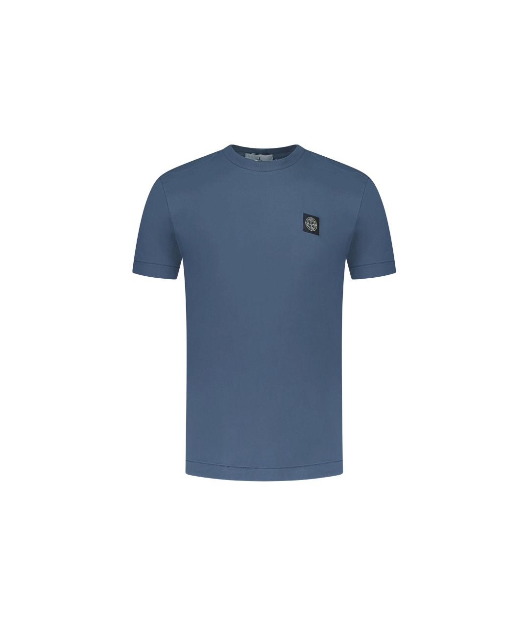 STONE ISLAND Синяя хлопковая футболка, фото 1