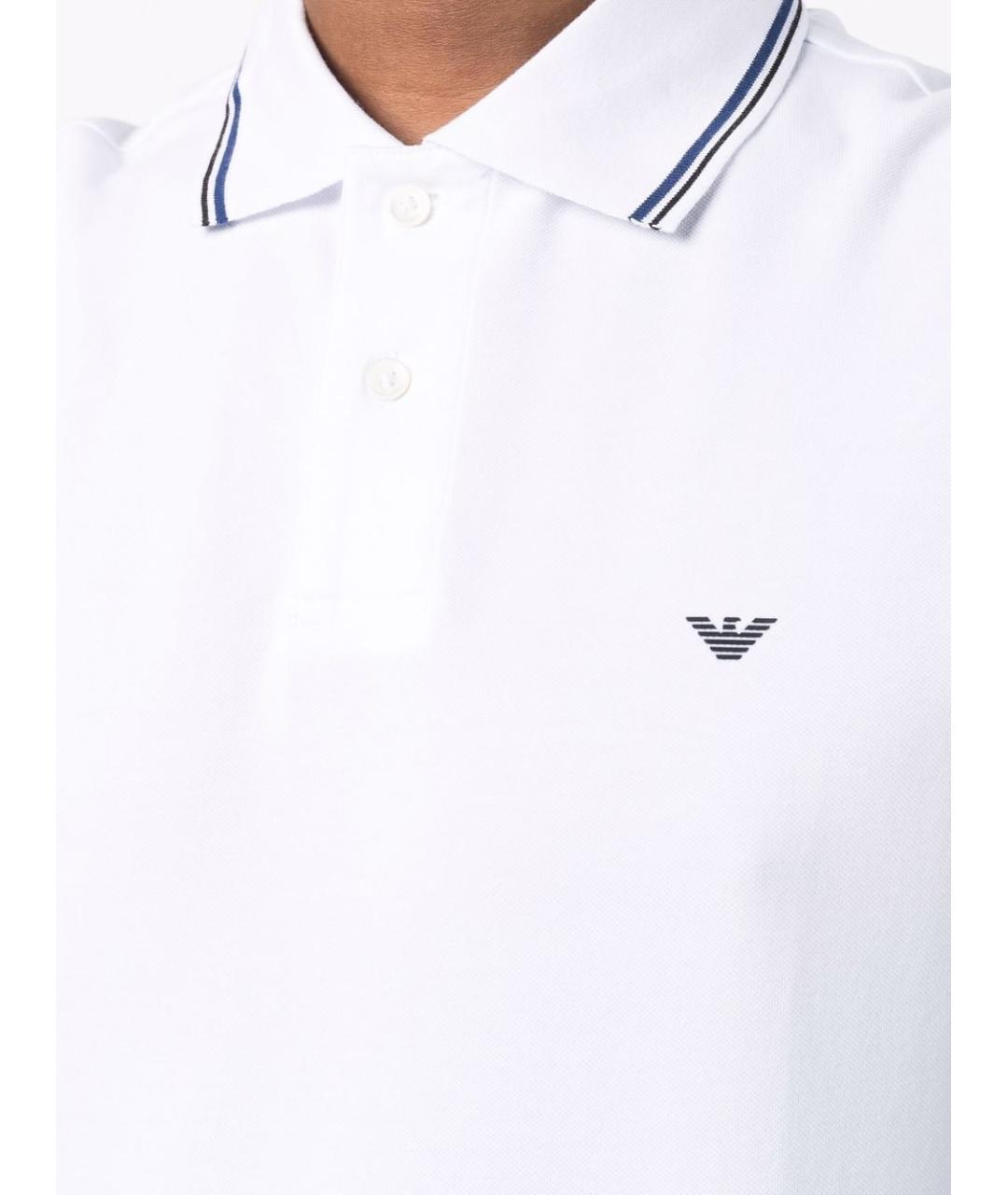 EMPORIO ARMANI Белое хлопковое поло с коротким рукавом, фото 4