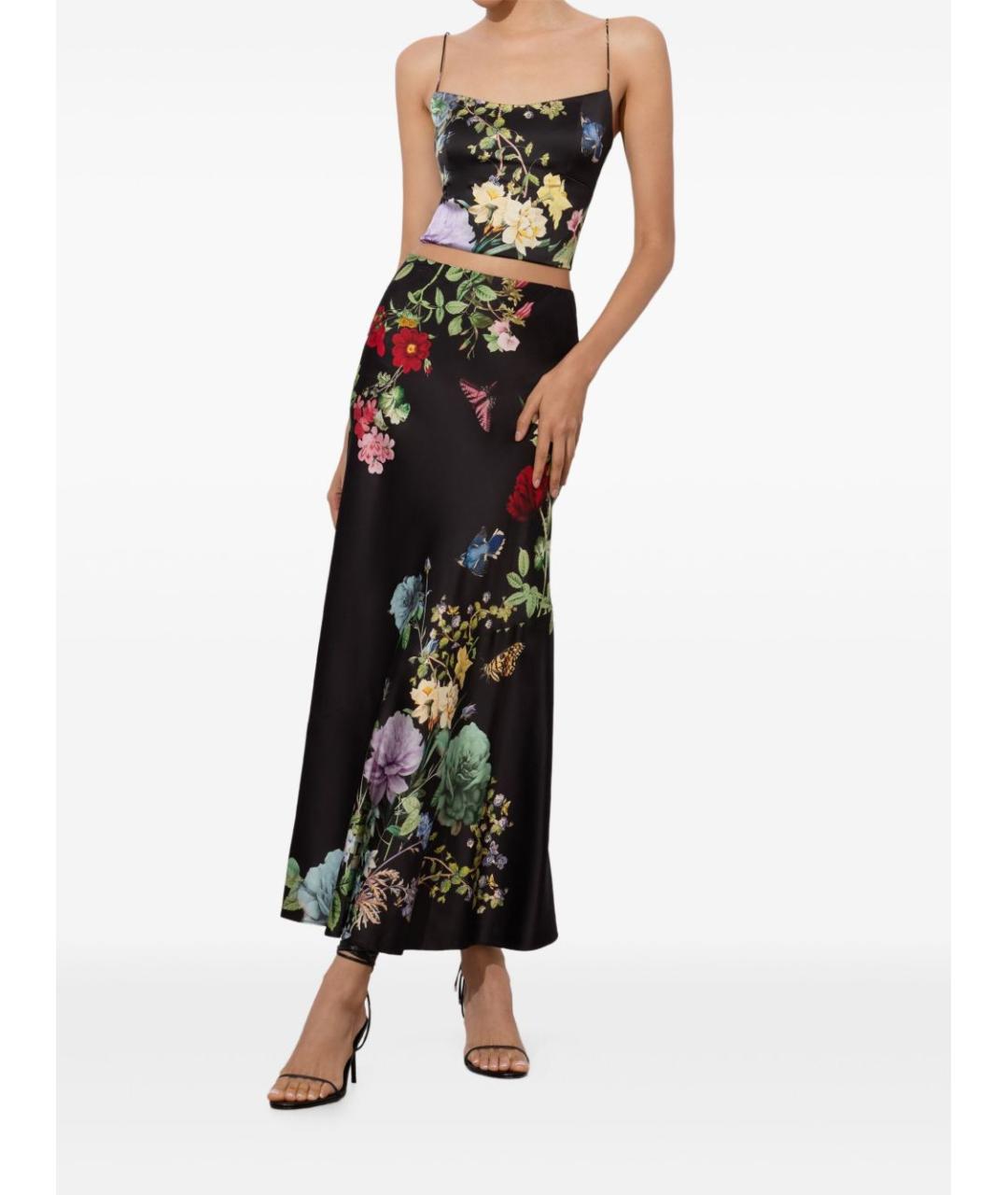 ALICE+OLIVIA Черная вискозная юбка миди, фото 3