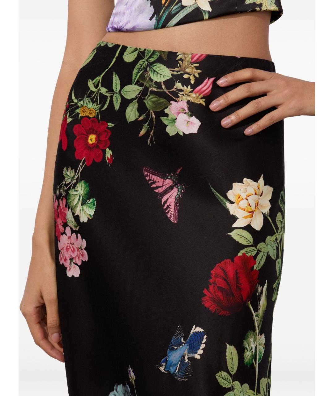 ALICE+OLIVIA Черная вискозная юбка миди, фото 2