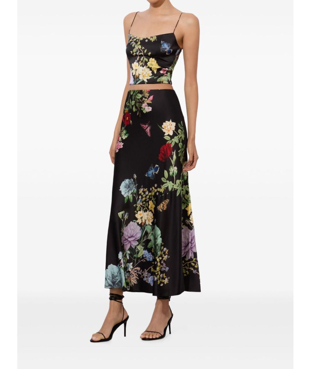 ALICE+OLIVIA Черная вискозная юбка миди, фото 5
