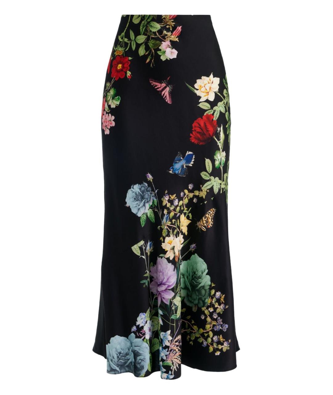 ALICE+OLIVIA Черная вискозная юбка миди, фото 1