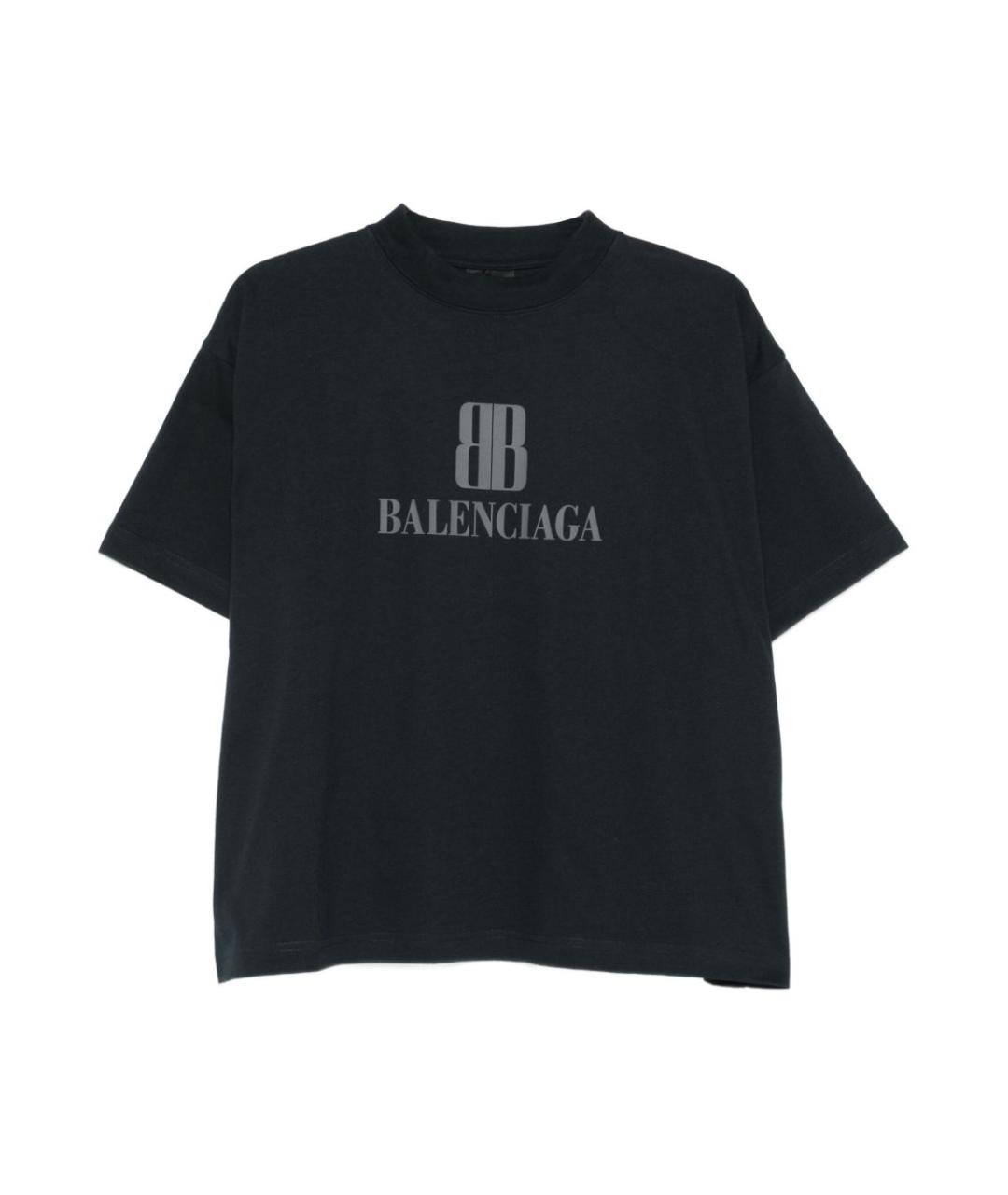 BALENCIAGA Черная хлопковая футболка, фото 1