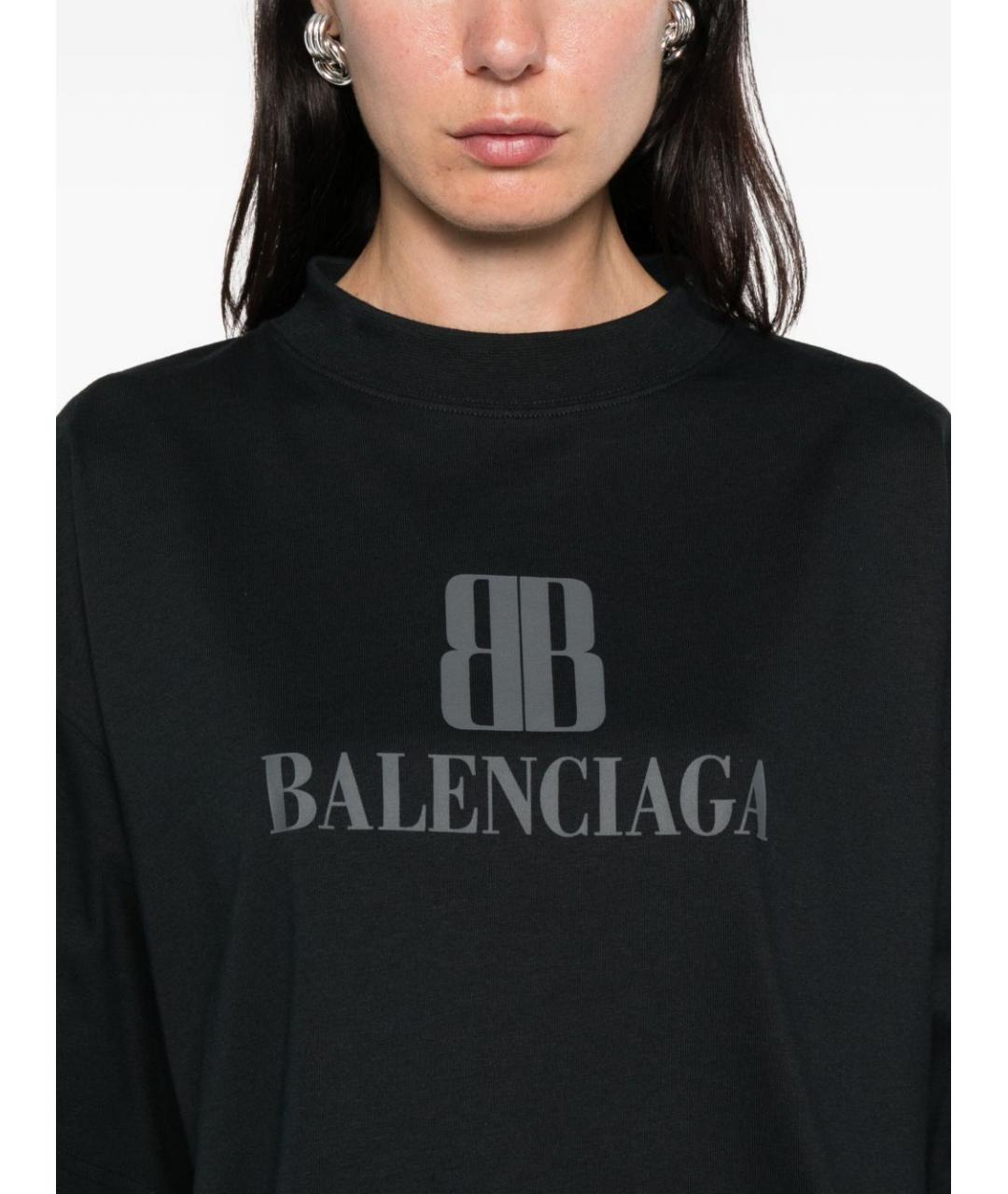 BALENCIAGA Черная хлопковая футболка, фото 2