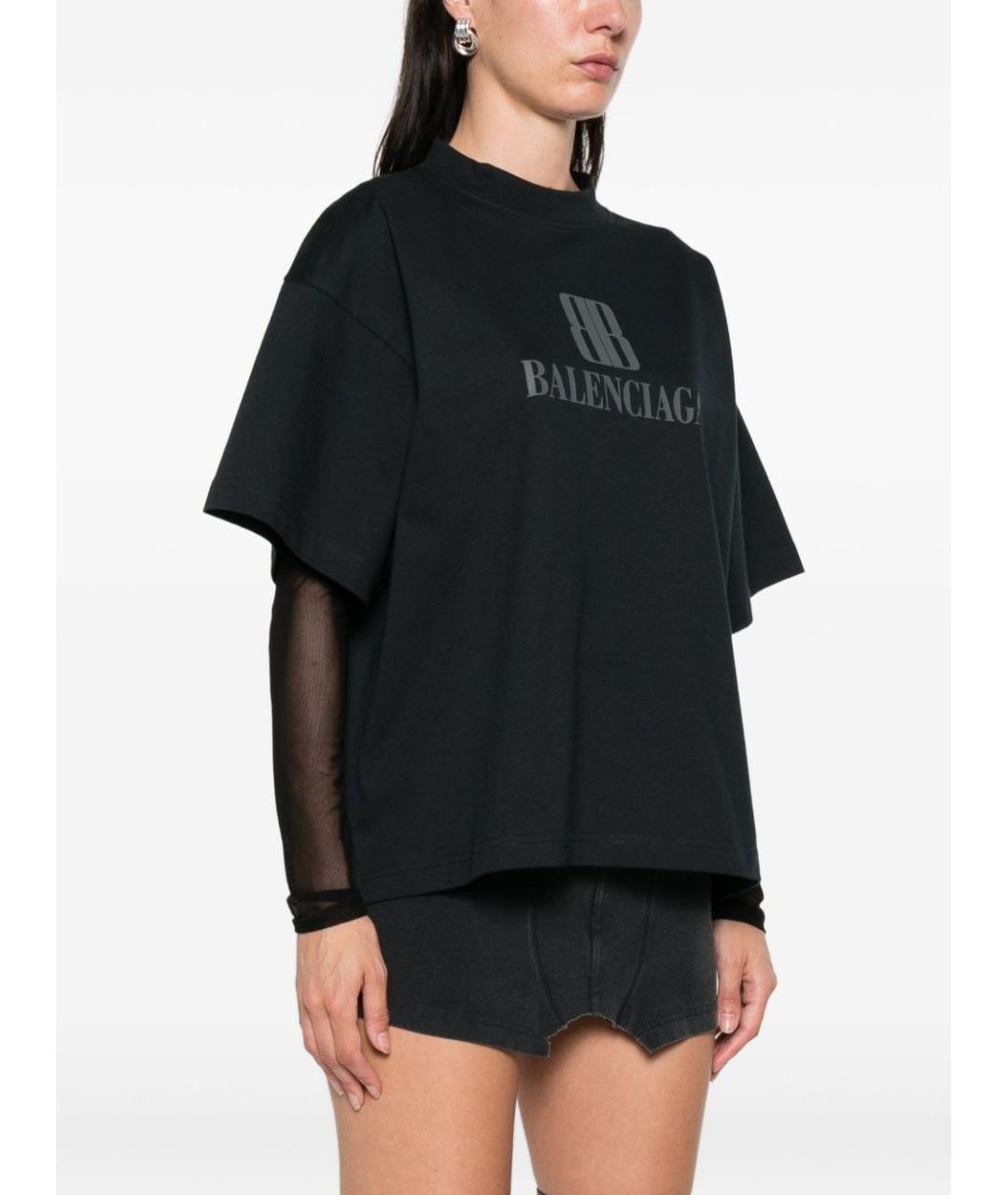BALENCIAGA Черная хлопковая футболка, фото 5
