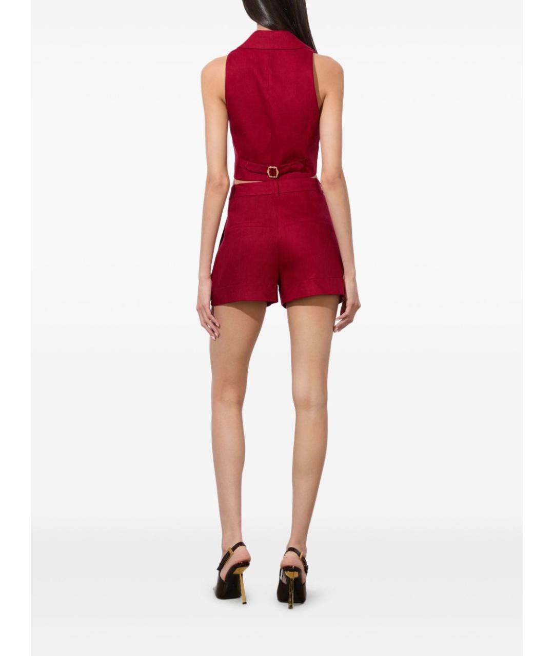 ALICE+OLIVIA Красные льняные шорты, фото 3