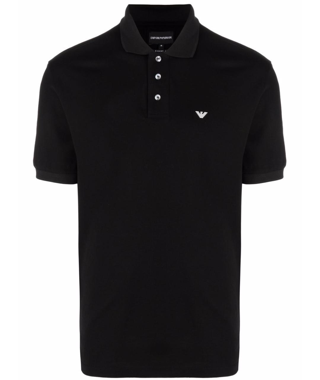 EMPORIO ARMANI Черное хлопковое поло с коротким рукавом, фото 1