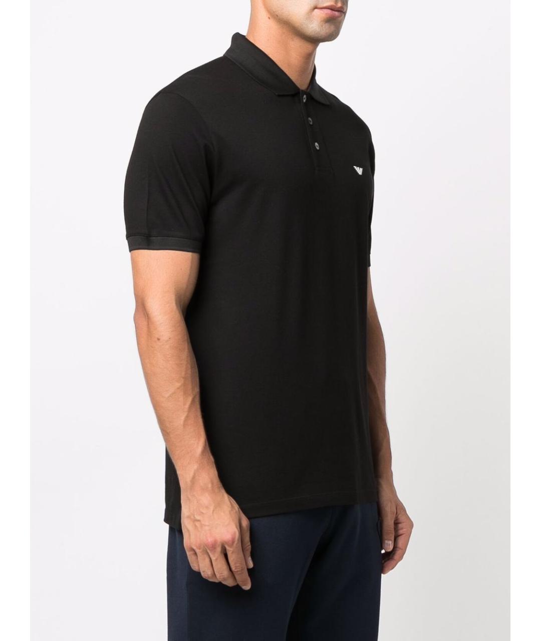 EMPORIO ARMANI Черное хлопковое поло с коротким рукавом, фото 5
