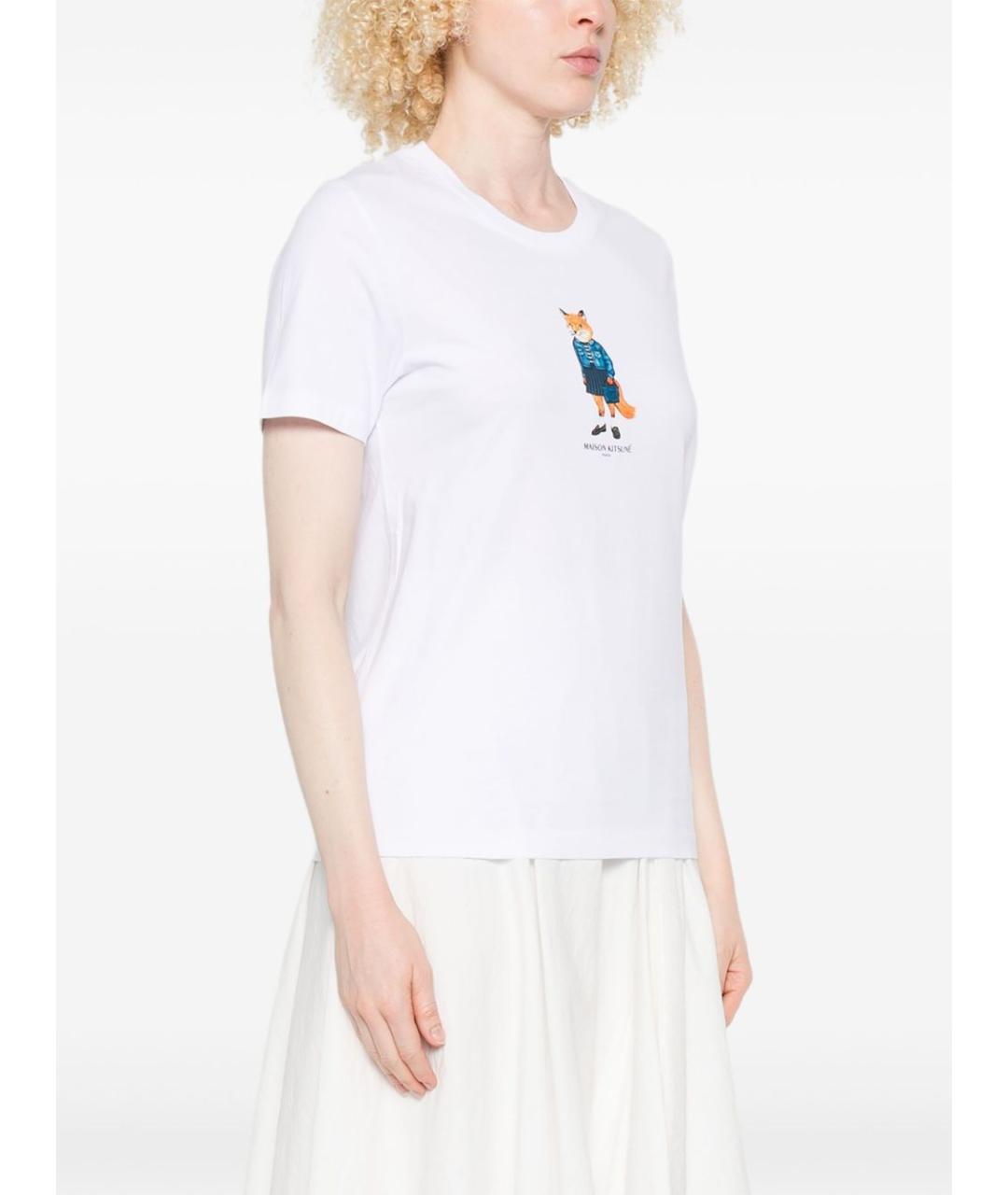 MAISON KITSUNE Белая хлопковая футболка, фото 5