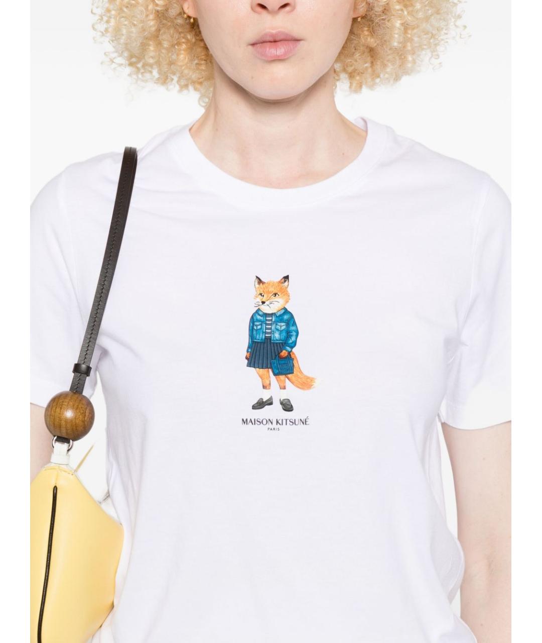 MAISON KITSUNE Белая хлопковая футболка, фото 2