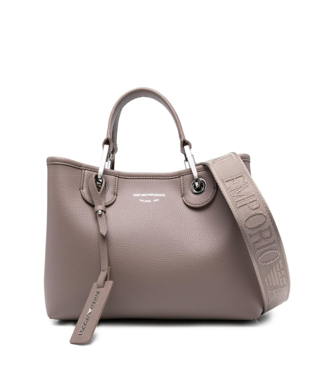 EMPORIO ARMANI Серая сумка тоут из искусственной кожи, фото 1