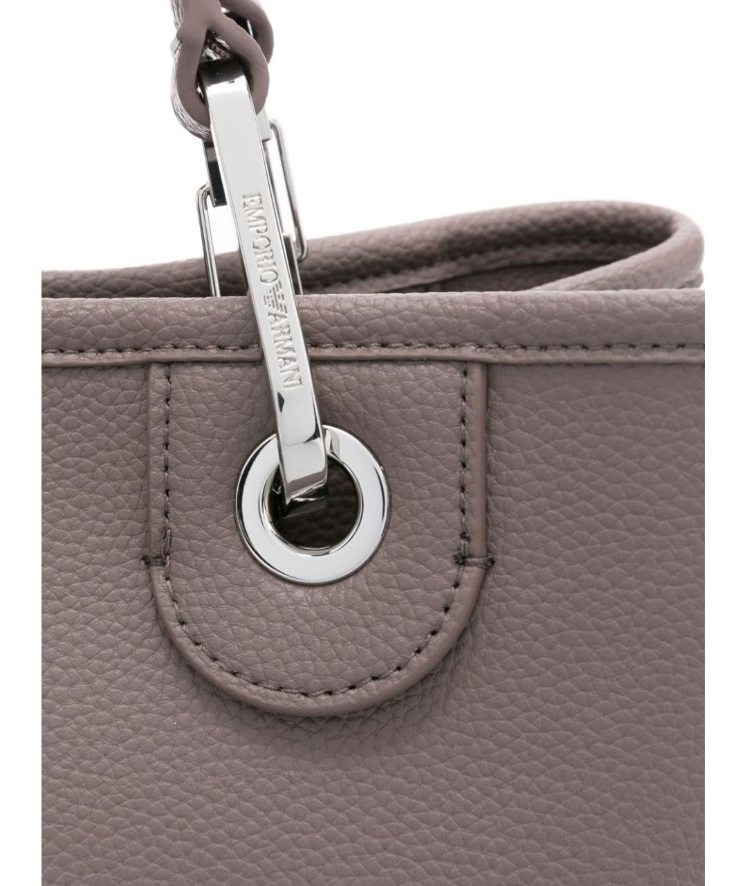 EMPORIO ARMANI Серая сумка тоут из искусственной кожи, фото 3